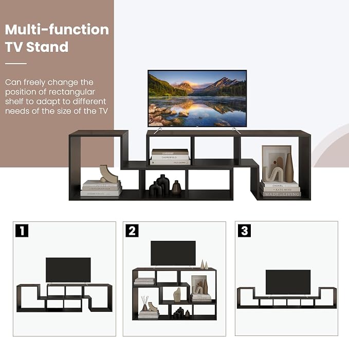 Recaceik Cube Bookshelf 2 Shelf Bookcase L-Shaped TV Console Stand Modern - Image 6