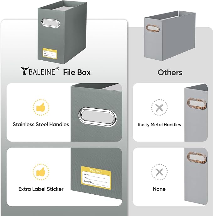 BALEINE File Organizer Box, Cardboard File Folder Organizer - Image 5