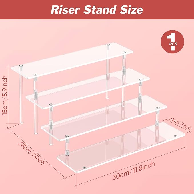 4 Tier Acrylic Display Risers, Large Cupcake Stand Holder, Dessert Display - Image 2