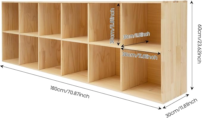 12 Cube Storage Shelf, 2-Tier Solid Wood Cube Storage Organizer, Vertical or - Image 2
