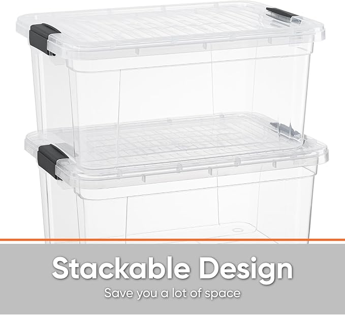 Superio Storage Bins with Lids- 8 Pack, 1.85 Qt Clear Boxes - Image 3