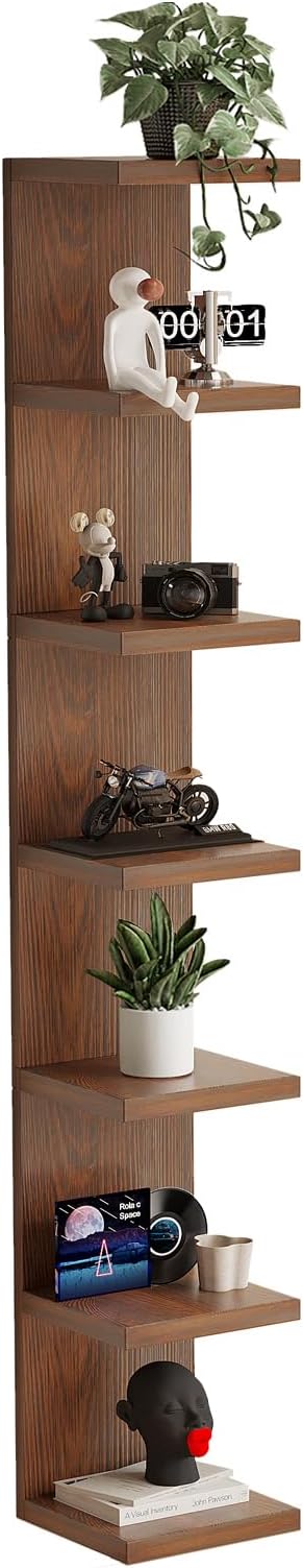 LitaEther Wood Wall Shelf Units, 7 Tier Lack Floating Shelves, Rustic Bookshelf - Image 9