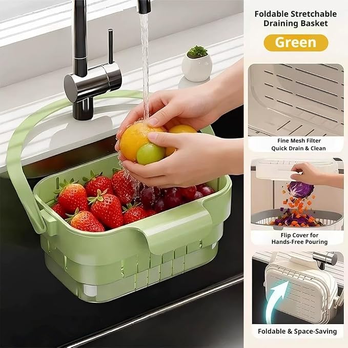 Foldable Hanging Sink Drain Basket – Stretchable Kitchen Colander - Image 2