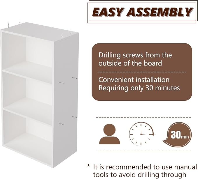 Wooden 3 Cube Storage Organizer, 3 Tier Low Bookcase Freestanding Storage - Image 4