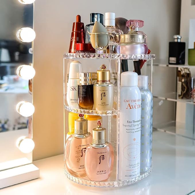 Rotating Makeup Organizer, DIY 8 Adjustable Layers Spinning Skincare Organizer - Image 5