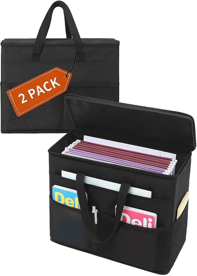 Qozary 2 Pack File Folder Organizer Box-Hanging File Tote Bag by Qozary