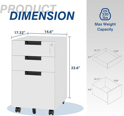 3 Drawer Vertical File Cabinets, Mobile Filling Cabinet - Image 3