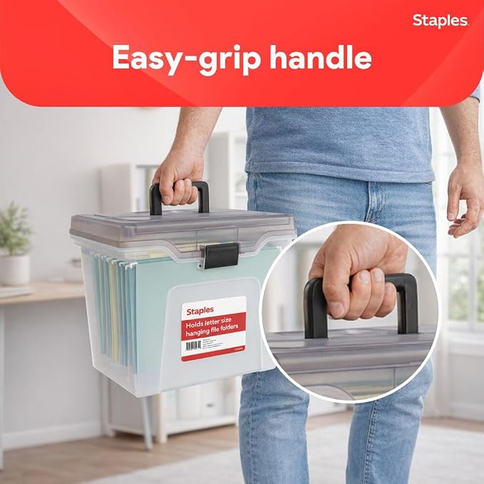 STAPLES File Box File Portable Tote, Letter Size - Image 5