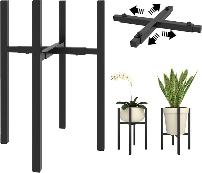 Adjustable Metal Plant Stand Indoor, Fits 9-15 Inch Pots, Mid Century Modern by HomecourtyardsInterio