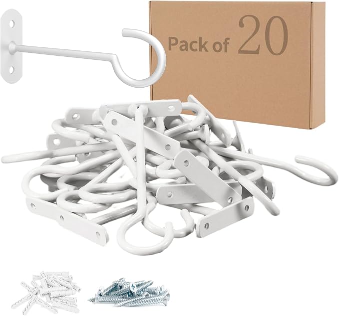 20Pack Ceiling Hooks for Hanging Plants Bulk, 6in Decoration Wall Hook White by QualityEfficiency