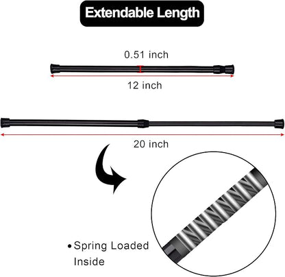 SIQUK 6 Pack Cupboard Bars Adjustable Spring Tension Rods Black Refrigerator - Image 3
