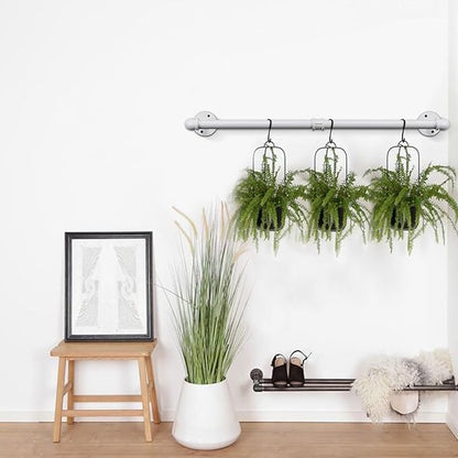 Industrial Iron Pipe Clothes Hanging Bar DIY Wall-Mounted Garment Rack Heavy - Image 5
