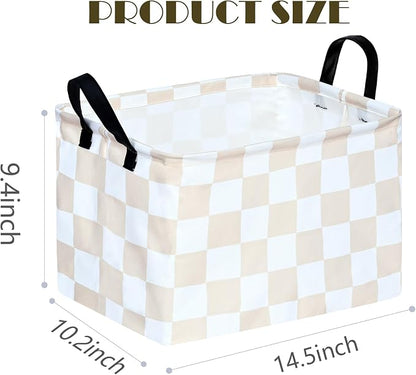 MAIZMZ Beige Check Storage Basket Baby Toys Organizer Bins Decorative Gifts - Image 7