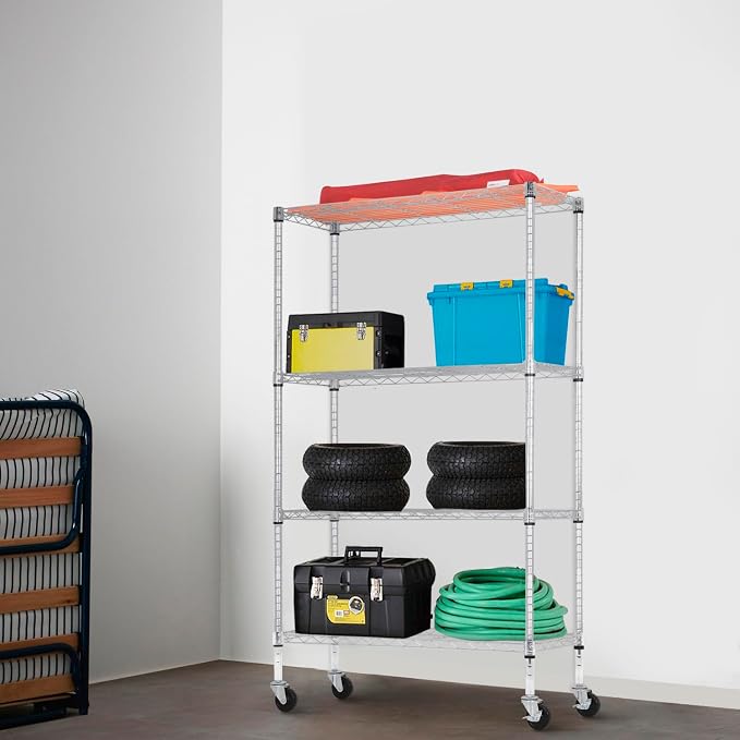 PayLessHere | 4-Tier Wire Shelf | 36"x14"x62" | Chrome | Adjustable Racks | - Image 2