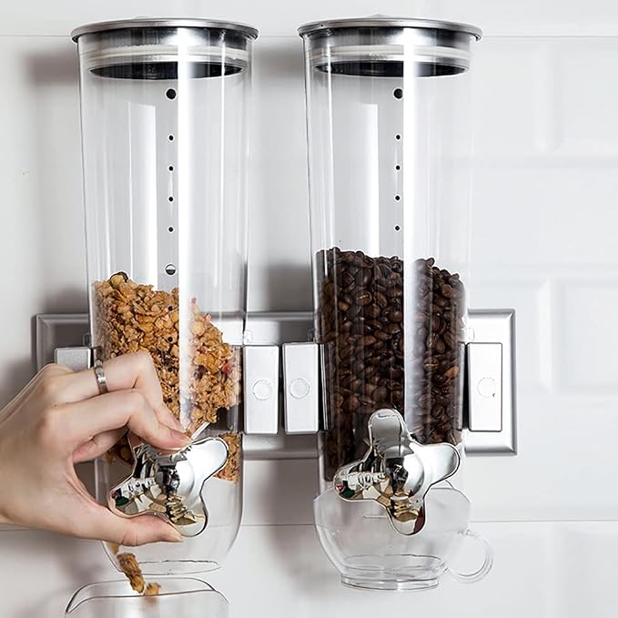 2 Pack Cereal Dispensers, Cereal Containers Storage, Wall-mounted Food Dispenser by Unknown