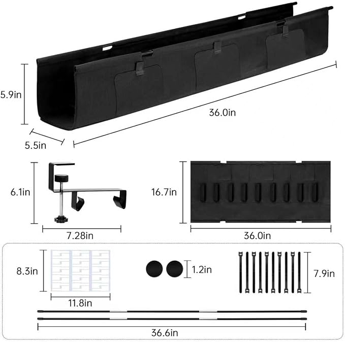 Under Desk Cable Management Tray, Fabric Tray - Image 6