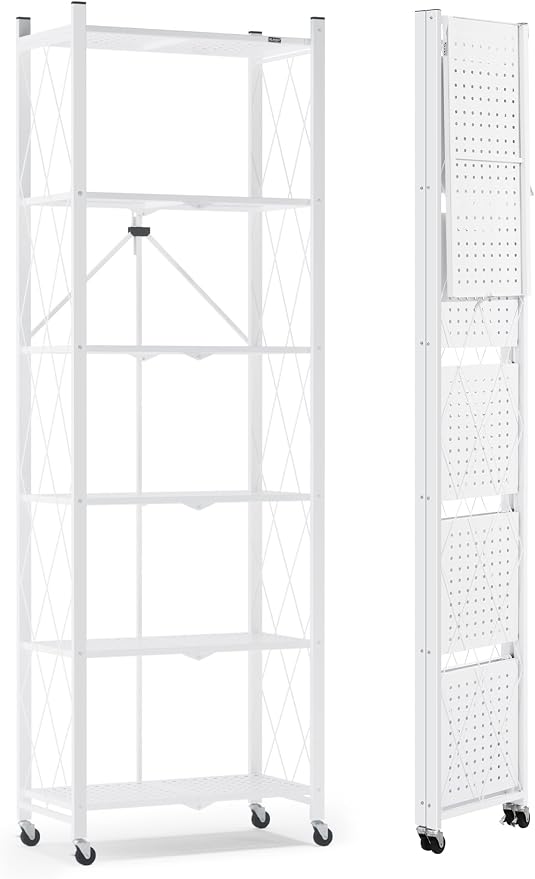 ALANNG 73.6 Inch Folding Bookshelf, 6 Tier Metal Bookcase and Bookshelves | by ALANNG