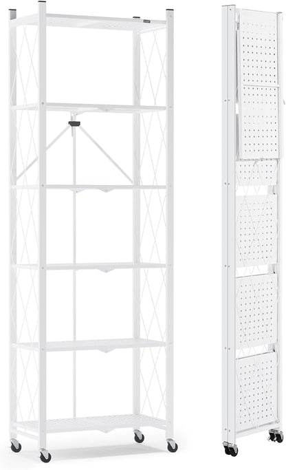 ALANNG 73.6 Inch Folding Bookshelf, 6 Tier Metal Bookcase and Bookshelves | by ALANNG