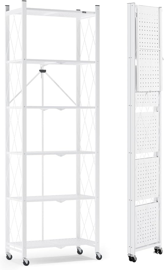 ALANNG 73.6 Inch Folding Bookshelf, 6 Tier Metal Bookcase and Bookshelves | by ALANNG