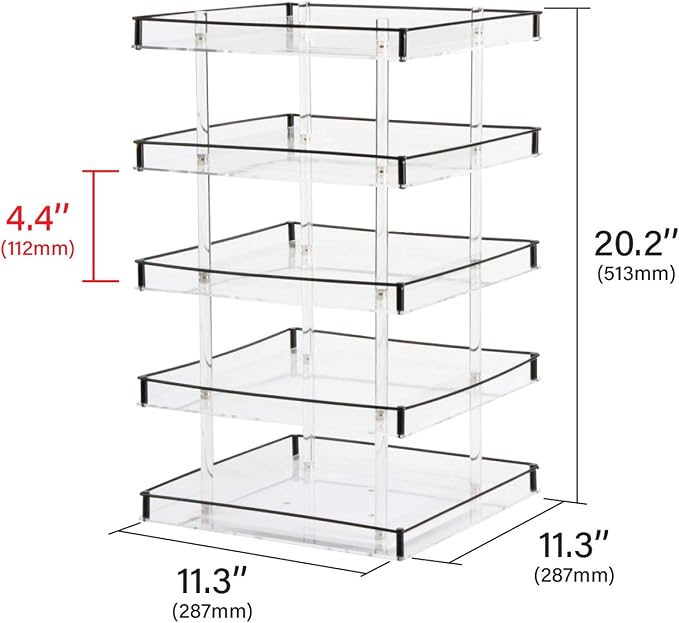 J JACKCUBE DESIGN Nail Polish Organizer, 5 Tier Acrylic 360 Rotating Display - Image 7