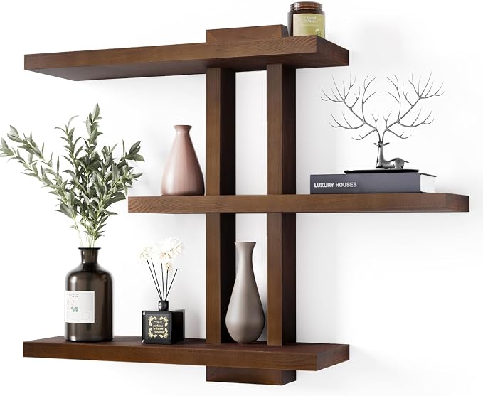 yaqew Variable Wood Floating Shelves Set of 3, Wall Cube Shelves 28.35" Max by Yaqew