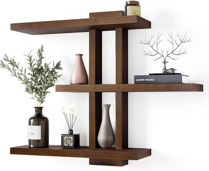 yaqew Variable Wood Floating Shelves Set of 3, Wall Cube Shelves 28.35" Max by Yaqew