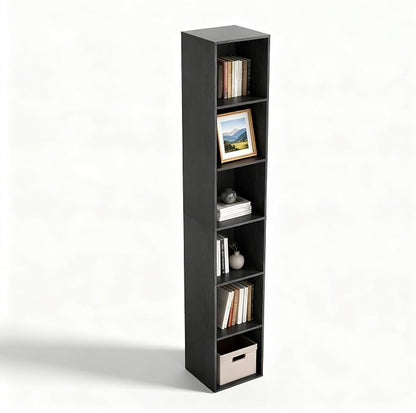 6 Cube Storage Organizer, Narrow Open Shelf Bookcase, Freestanding 6 Cube by NewBeth