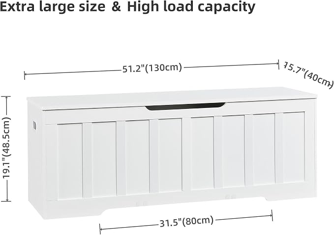 VANKILEY 51.2" Storage Chest Extra Large, Wooden Storage Bench, - Image 3