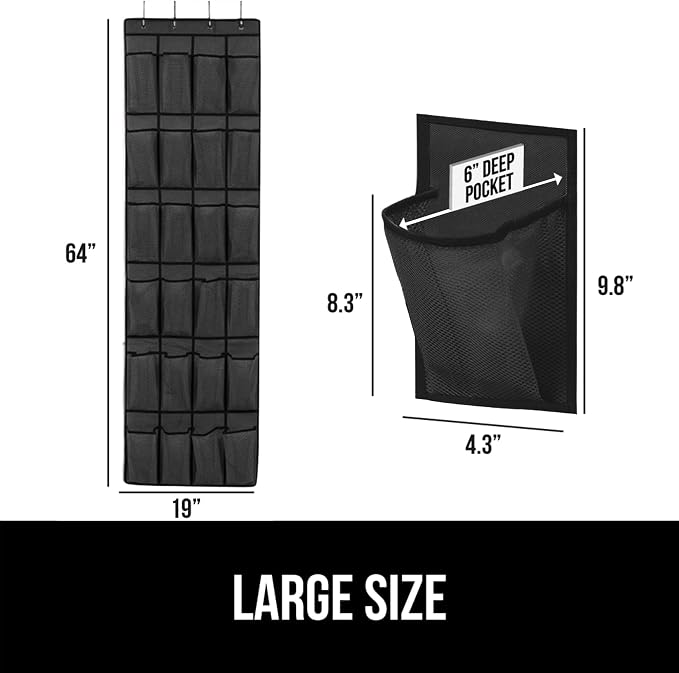 GORILLA GRIP Over the Door Shoe Organizer, 24 Extra Large Breathable Mesh - Image 6