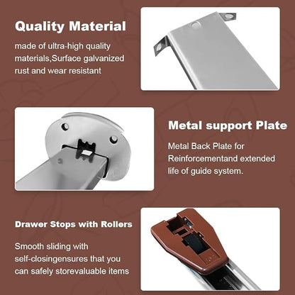 Drawer Slides Center Track for Kenlin Rite-Trak II Rails Kit, 16 Inch Drawer - Image 3