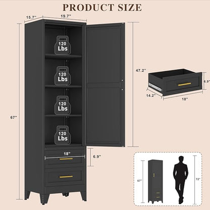 Tall Metal Narrow Storage Cabinet 67" H - Image 2
