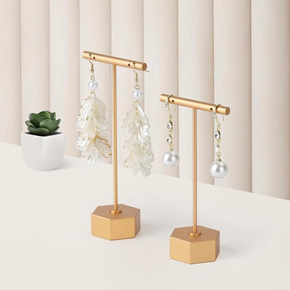 Metal Earring Stand Display Hexagon Base Earring T Bar Display Necklace - Image 6