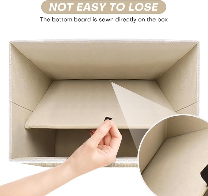 Large 22 Quart Linen Fabric Foldable Storage Bin Cube Organizer Basket - Image 4