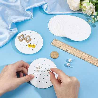 GOMAKERER 20 Pcs Acrylic Earring Display Cards, 32 Holes Portable Stud Earrings - Image 3