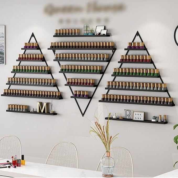 Elegant Gold Wall Mounted Nail Polish Rack - Image 3