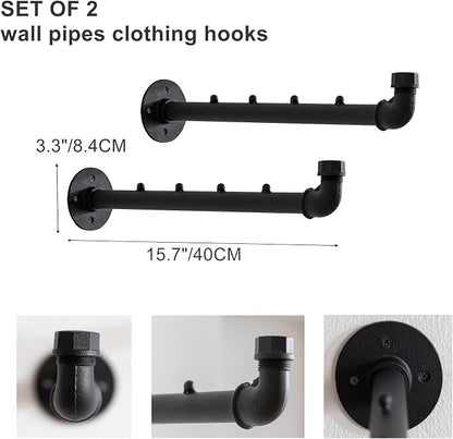 Homeyeeng Industrial Wall Pipe Clothes Bar - Image 3