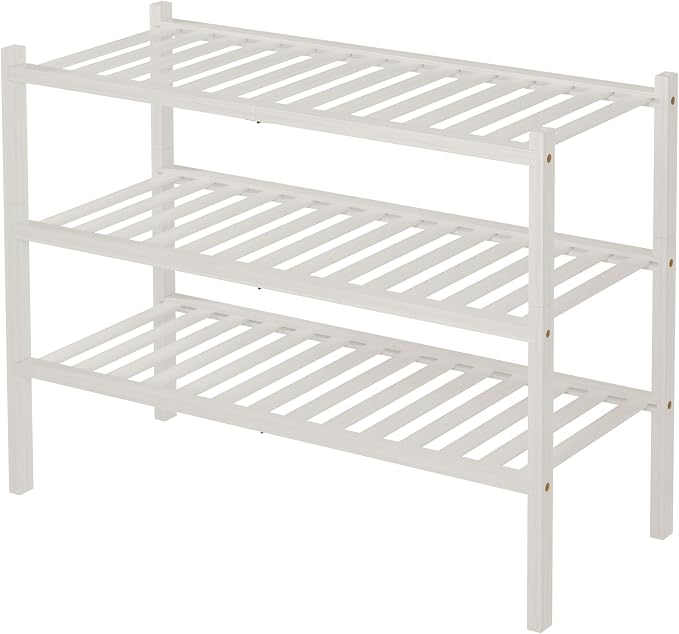 3 Tier Bamboo Shoe Rack for Closet Free Standing Wood Shoe Shelf Storage - Image 8