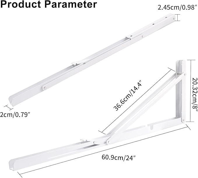 YUMORE 24 Inch Folding Shelf Brackets, Heavy Duty L Bracket, Max Load: 330lb - Image 2