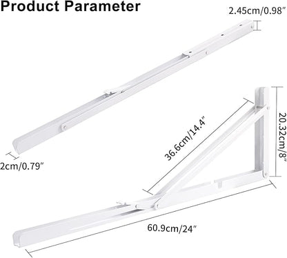 YUMORE 24 Inch Folding Shelf Brackets, Heavy Duty L Bracket, Max Load: 330lb - Image 2
