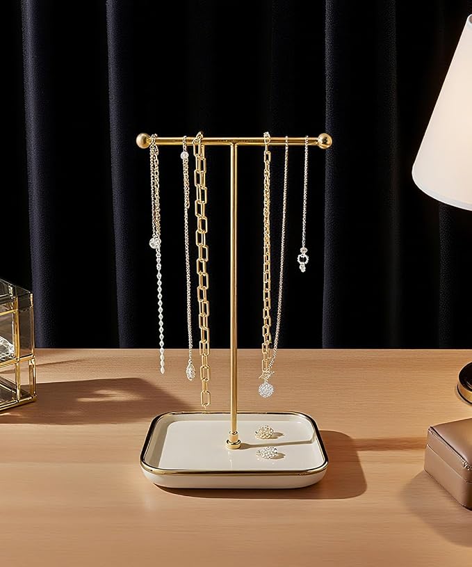 VROOMIUM Necklace Holder- Ceramic Base 1ft Height Jewelry Organizer Stand - Image 9