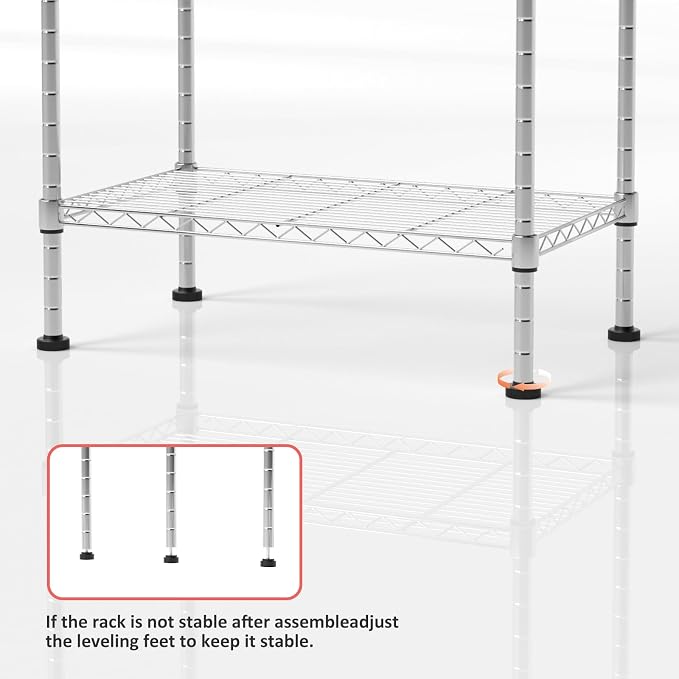 4 Tier Shelving Unit, 176 LBS Per Shelf Height Adjustable Narrow Storage Shelves - Image 5