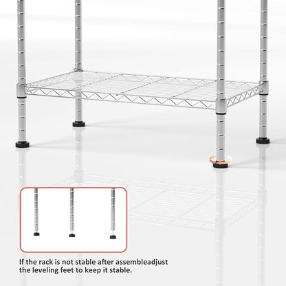 4 Tier Shelving Unit, 176 LBS Per Shelf Height Adjustable Narrow Storage Shelves - Image 5