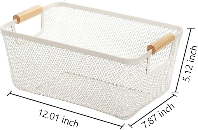 AJIODA Metal Mesh Steel Basket, Medium Wire Storage Organizer Basket - Image 3