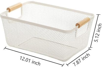 AJIODA Metal Mesh Steel Basket, Medium Wire Storage Organizer Basket - Image 3