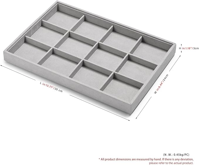 12 Grids Microfiber Jewelry Trays Bracelets Tray Stackable Jewelry Organizer - Image 4