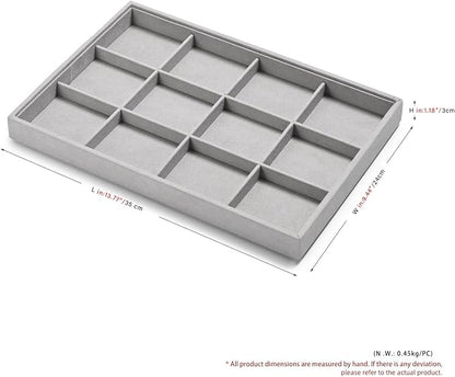 12 Grids Microfiber Jewelry Trays Bracelets Tray Stackable Jewelry Organizer - Image 4