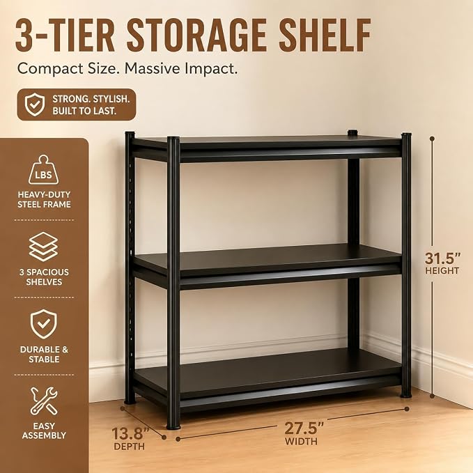Heavy Duty Metal Bookshelf Adjustable Storage Shelving Unit - Image 2