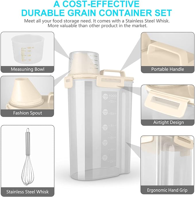 Uppetly Rice Airtight Dry Food Storage Containers, BPA Free Plastic Storage Bin - Image 3