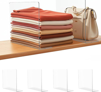 Acrylic Shelf Dividers for Closet Organization: 10" Tall x 12" Deep Closet by Lebouri