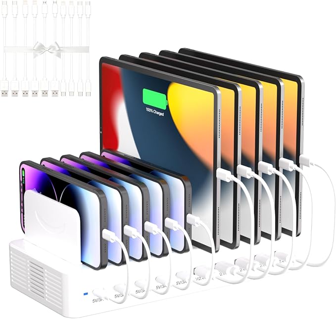100W Charging Station for Multiple Devices, 10-Port USB Fast Charging Station by Unknown